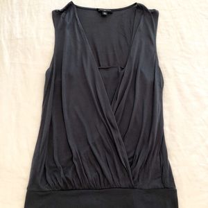 Navy silk surplice blouse